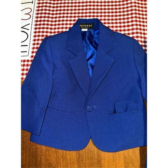 Weikexi Tuxedo Suit Royal Blue Infant Boy 6 months Jacket pants - Picture 2 of 5